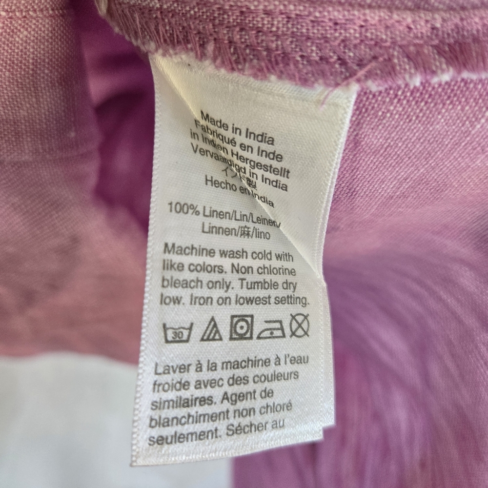 J. Crew Baird McNutt 100% Irish Linen Womens Lilac Long Sleeve Slim Fit 0 Petite - Picture 6 of 6
